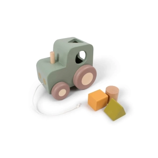 Dřevěný tahací traktor s kostkami Filibabba
