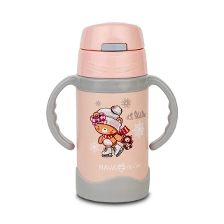 Termoláhev dětská nerezová NAVA We Care s brčkem a uchyty 300ml pink