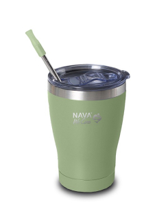 Termohrnek s nerezovymi brčkem NAVA We Care 350ml - light green