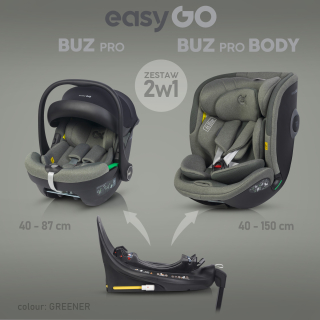 Sada autosedaček EasyGo Buz Pro a Buz Pro Body Greener 2v1 + otočná báze