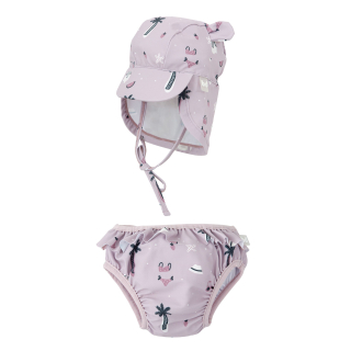Sada kojenecké plavky + čepice s UPF50+ BIMBI HAWAI 3-9m - fialová