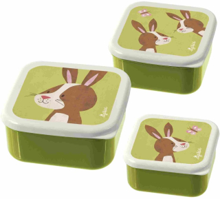 Dětský box na svačku - Zajíc zelený Set 3x box na svačinu (12x12x6) sigikid  AKCE