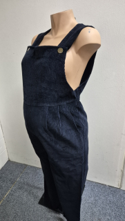 Těhotenská móda - Manžestrové laclové kalhoty s pružným bříškem vel. S - tmavě modré