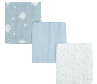 Mušelinové pleny BimBi Mon Baby sada 3ks - modrá