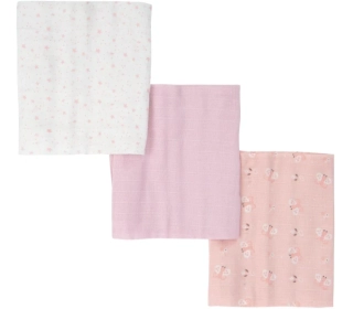 Mušelinové pleny BimBi Mon Baby sada 3ks - růžová