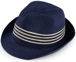 Dětský letní  klobout slamák s proužky navy  53 cm