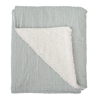 Dětská dvouvrstvá deka BimBi Waffle s beránkem 80x110cm šedo-modrá