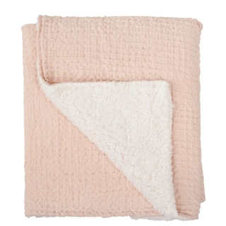Dětská dvouvrstvá deka BimBi Waffle s beránkem 80x110cm pudrově růžová