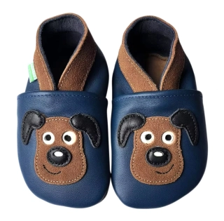 Dětské celokožené capáčky Hopi Hop BAREFOOT Pejsek vel.6-12m
