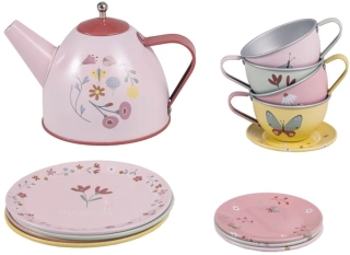 LITTLE DUTCH Čajový plechový set Čajový set Květiny a motýli