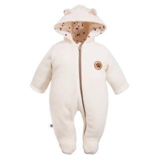 Hřejivý overálek s kapucí RUN&FUN polar ecru vel.62