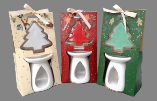 Dárková sada Aroma lampa + VÁNOČNÍ vosk - Bílá bavlna