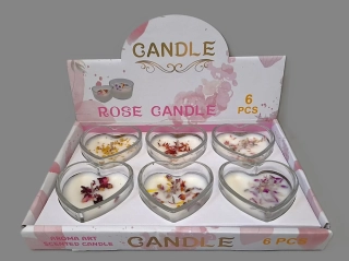 Svíčka ve skle srdce vonná 6 druhů