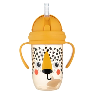 Canpol babies Hrneček nevylévací se slámkou a závažím BabiesBoo 270ml gepard