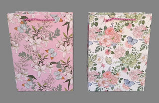 Dárková papírová taška Květiny a motýli 2 barvy