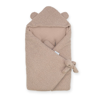Prémiová Zimní Zavinovací Deka/Fusak do Autosedačky Cotton Muslin & Bouclé karamel