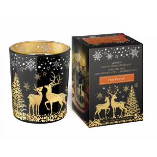 Sojová vonná svíčka ve skle s dřevěným knotem Warm Evening - Hot Punch 200g