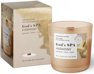Vonná sojová svíčka GOD'S SPA – HARMONY s dřevěným knotem