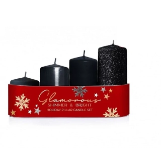 Adventní sada svíček Glamours černá (4ks)
