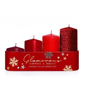 Adventní sada svíček Glamours červená (4ks)