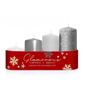 Adventní sada svíček Glamours stříbrná (4ks)