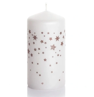 Svíčka Winter Stars válec 60x130mm - Bílá