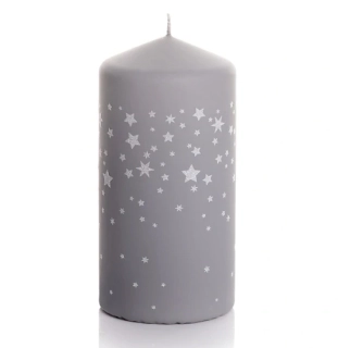Svíčka Winter Stars válec 60x130mm - Šedá
