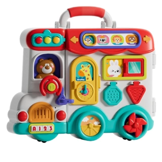 MANIPULAČNÍ DESKA 3V1 AUTOBUS – Senzorická Hračka & Cestovní Busy Board pro Batolata (18m+)