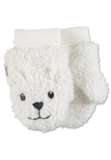 Teplé Palcové Rukavice s Mikrofleecem a Medvídkovým Obličejem (Ecru) 6-12m
