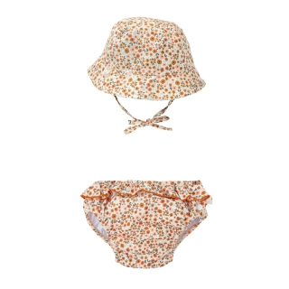 Sada Plavky a Klobouček BimBidreams Formentera s UPF50+ (květinový vzor) 3-9m