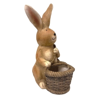 Dekorace Velikonoční Zajíček hnědý 45cm s košíkem