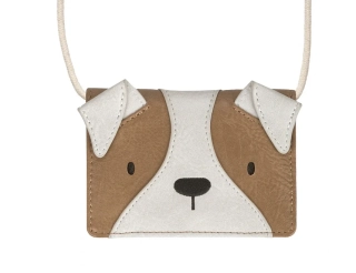 Dětská kapesní taška a peněženka na krk z vintage kůže Pejsek Nilas