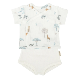 Letní bambusový komplet zavinovací tričko + kraťasy Bimbidreams Tanzania  0-1m