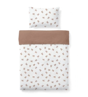 Mušelínové dětské povlečení Vintage Teddy – Karamelové 100 x 135cm