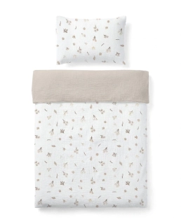 Mušelínové dětské povlečení Wild Flowers - béžová 100 x 135cm