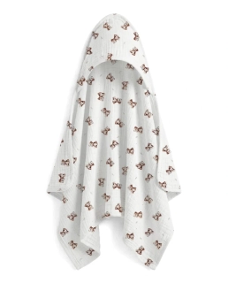 Mušelínová osuška s kapucí Albero Vintage Teddy (80x80 cm)