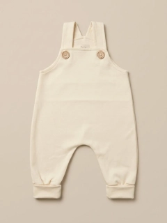 Dětské bavlněné kalhoty s laclem ecru vel.62