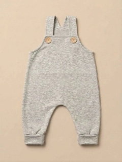 Dětské bavlněné kalhoty s laclem grey melange vel.62