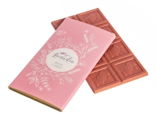 BIO Bílá čokoláda s jahodami a LEVANDULÍ