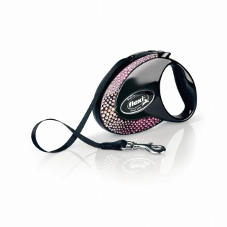 Luxusní samonavíjecí vodítko Flexi Glam Composition M 5m – Swarovski edice black onyx