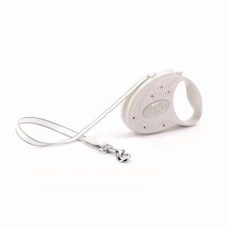 Luxusní samonavíjecí vodítko Flexi Glam Ornament S 3m – Swarovski edice perleťově bílá