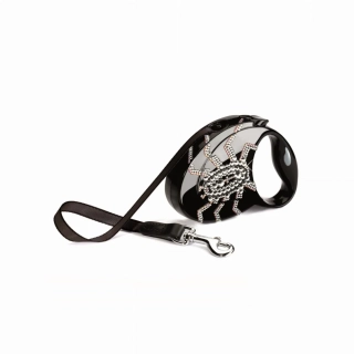 Luxusní samonavíjecí vodítko Flexi Glam Spider M 5m – Swarovski edice black onyx