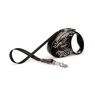 Luxusní samonavíjecí vodítko Flexi Glam Wings S 3m – Swarovski edice Black Onyx