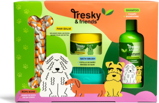 Dárková sada péče o psy Wellness Tresky & friend – přírodní kosmetika a hračka