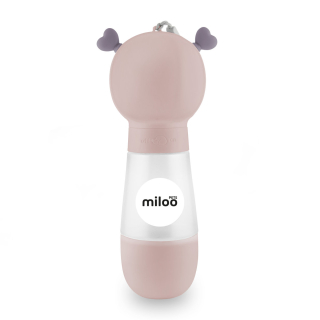 Cestovní láhev na vodu a granule pro psy a kočky MilooPets Amore Duo (350+180 ml) růžová