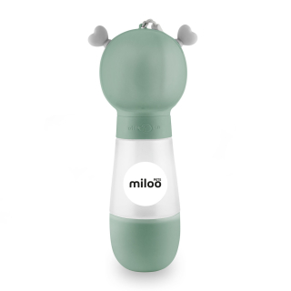 Cestovní láhev na vodu a granule pro psy a kočky MilooPets Amore Duo (350+180 ml) zelená