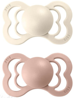 Dudlíky ze silikonu - 0-6m 2ks Ivory/Blush BIBS Supreme symetrické
