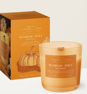Vonná sojová svíčka s dřevěným knotem Pumpkin Spice – Semi Sweet