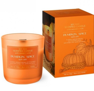 Vonná sojová svíčka s dřevěným knotem Pumpkin Spice – Semi Dry