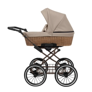 Hluboký retro kočárek ROMANTIC CLASSIC ROM-12 (cappuccino eco kůže)
